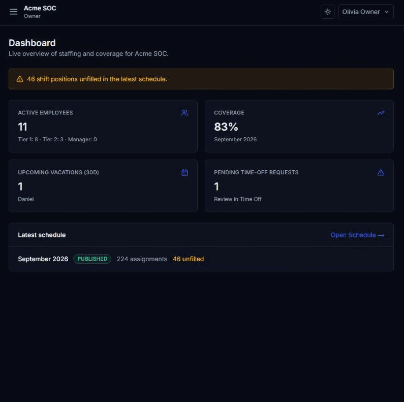 SOC Shift Automation Platform screenshot