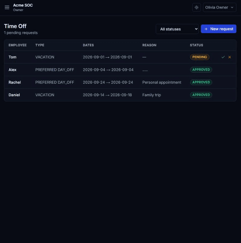SOC Shift Automation Platform screenshot